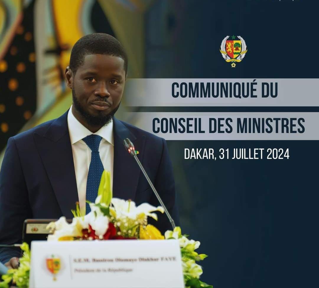 COMMUNIQUE DU CONSEIL DES MINISTRES DU MERCREDI 31 JUILLET 2024.