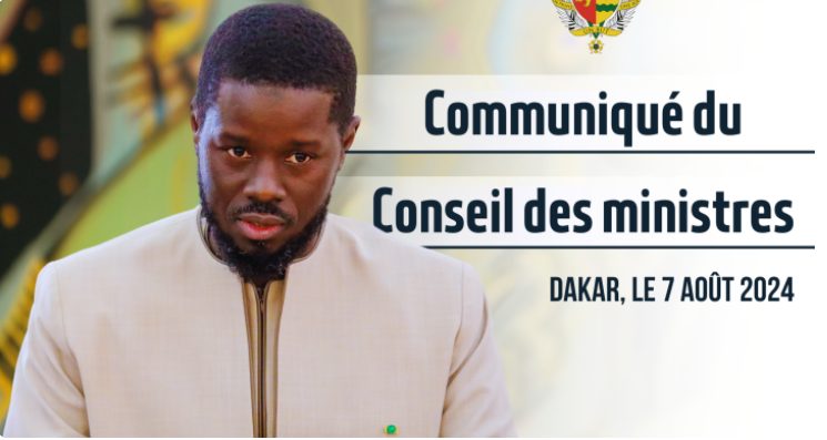 COMMUNIQUE DU CONSEIL DES MINISTRES DU MERCREDI 07 AOÛT 2024